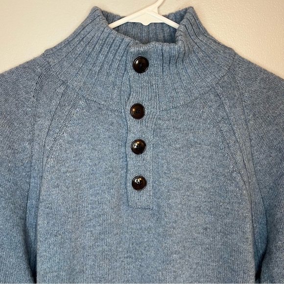 Banana Republic Mens Mock Neck Button Wool Blend Pullover Sweater Blue Sz M - Picture 4 of 13